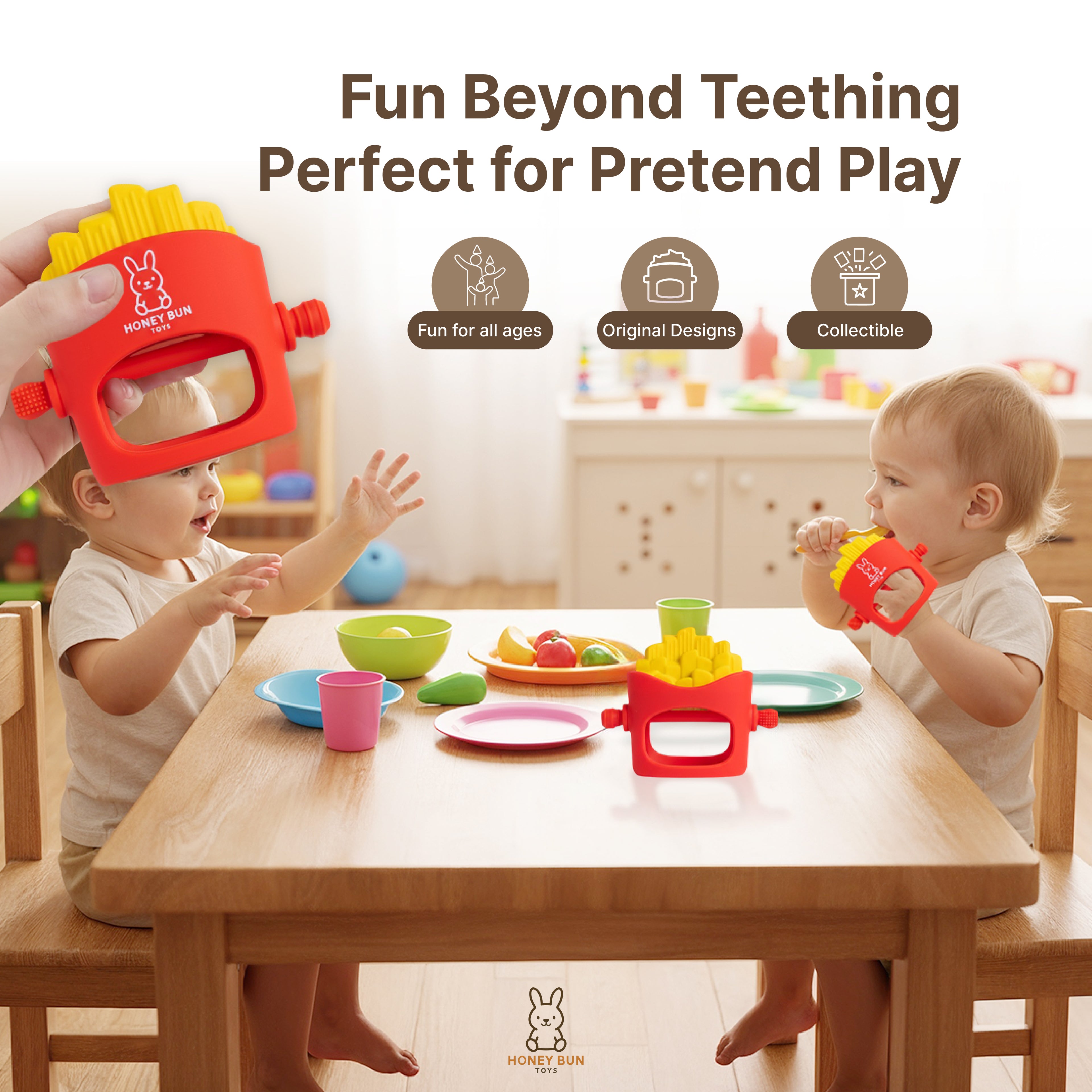 Honey Bun Toys NomNom Fries Silicone Teether